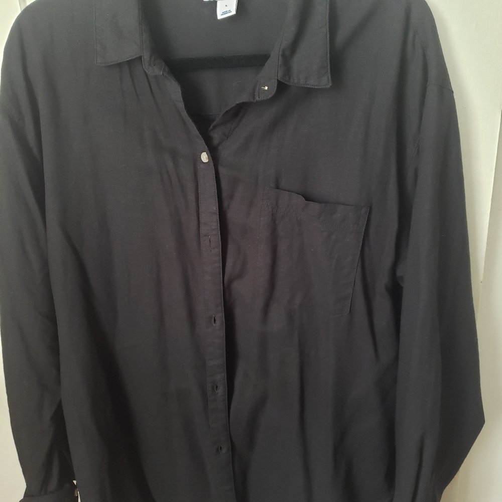 Old Navy Linen Blend Boyfriend Shirt Large